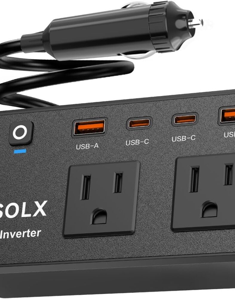 300W Portable ​Charger Car Power Inverters for Vehicle | 24W USB A/C,Dual 12V-110V AC Car Plug Adapter Outlet,Cigarette Lighter Adapter for Laptop/Camping/Road trip essentials