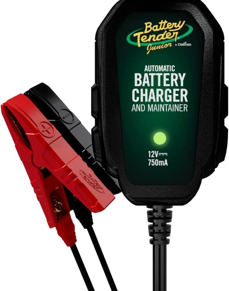Battery Tender Junior 12V, 750mA Charger and Maintainer: Automatic 12V Powersports for Motorcycle, ATVs, and More - Smarter Than a Trickle Charger - 021-0123